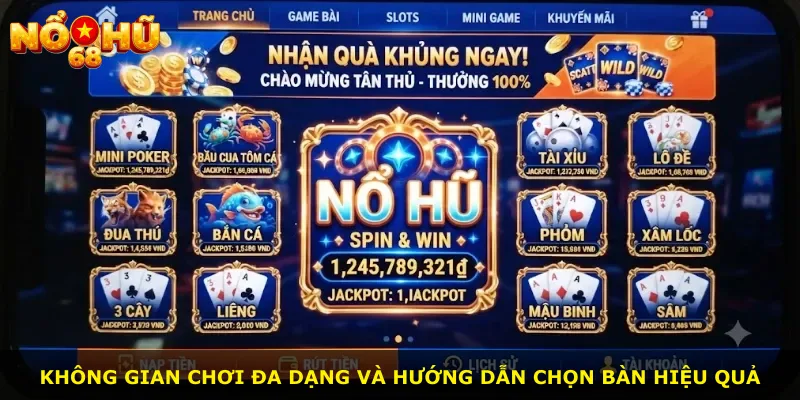Không gian chơi đa dạng và hướng dẫn chọn bàn hiệu quả